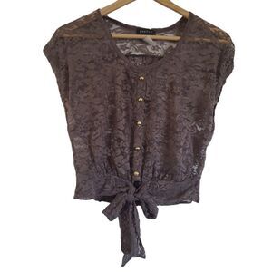Poetry laces Brown crop top seethru Size small